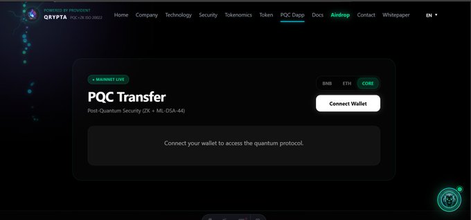 The image shows a website that displays information about POC Transfer transactions happening on the BNB blockchain platform. The main focus of the image is the QRYPTA logo, which indicates that this is a cryptocurrency-related transaction. The text mentions that QRYPTA is making it happen right now and that these transactions are already live on the BNB network. The post is a summary of the ongoing POC Transfer process as experienced by QRYPTA users. The overall visual design focuses on the details about the POC Transaction and emphasizes its speed, security, and transparency in the blockchain environment.