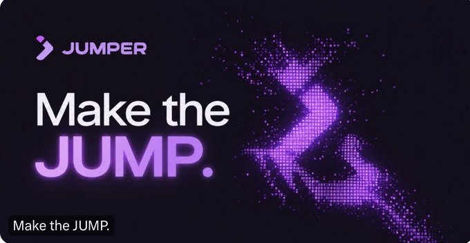 A promotional graphic with the text 'JUMPER - Make the JUMP' in purple against a black background, featuring a pixelated leaping figure, with a smaller 'Make the JUMP.' banner in the corner.