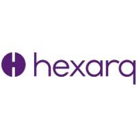 The image displays the Hexarq logo, featuring a purple circular emblem with a stylized "H" next to the lowercase "hexarq" wordmark in matching purple. This branding corresponds to the AMF-approved, MiCA-compliant crypto subsidiary of BPCE group mentioned in the post, which facilitates the purchase of major cryptocurrencies like bitcoin and ether.