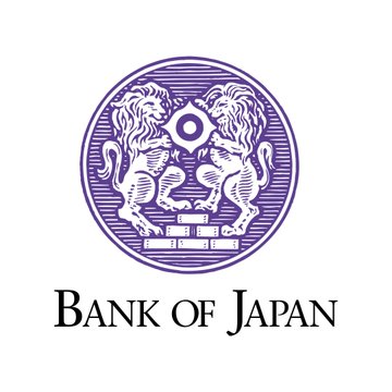 The image displays the official purple logo of the Bank of Japan, featuring two heraldic lions flanking a central emblem atop a brick pedestal, with "BANK OF JAPAN" printed below in bold lettering. This emblem represents the institution that announced the benchmark rate increase to 1.25%.