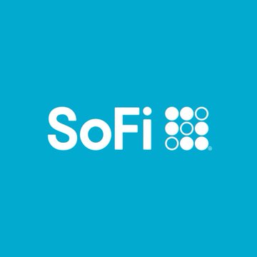 The image shows the SoFi logo in white on a teal/cyan background, featuring the company name "SoFi" alongside a grid of circular dots in varying sizes. This serves as branding for the post announcing that SoFi's stablecoin $SoFiUSD on the Solana blockchain has rapidly grown 300% to $300 million in supply within just five weeks of launch.