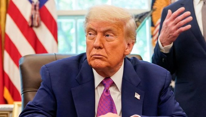 President Trump, pictured here, is quoted as saying Exxon and Chevron made "too much money" off high oil prices due to the Iran war. This comes as the accompanying post suggests Trump himself profited from crypto tokens.