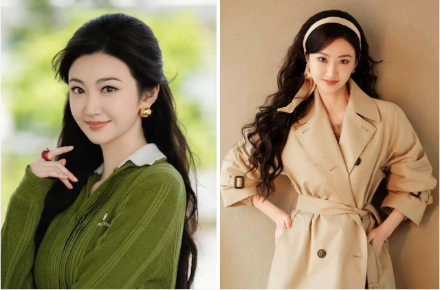 A side-by-side photo showing two women — one in a green cardigan with a red ring, and another in a beige trench coat with a white headband.