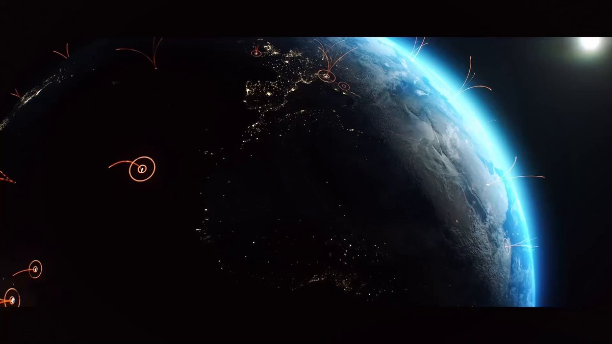 The image shows a view of Earth from space, with the planet appearing as a dark blue color against a black background. There are orange circles scattered throughout the scene, possibly representing stars or other celestial bodies. The caption below the image provides information about a new app called @kashdhanda and its purpose in the world of cryptocurrency.