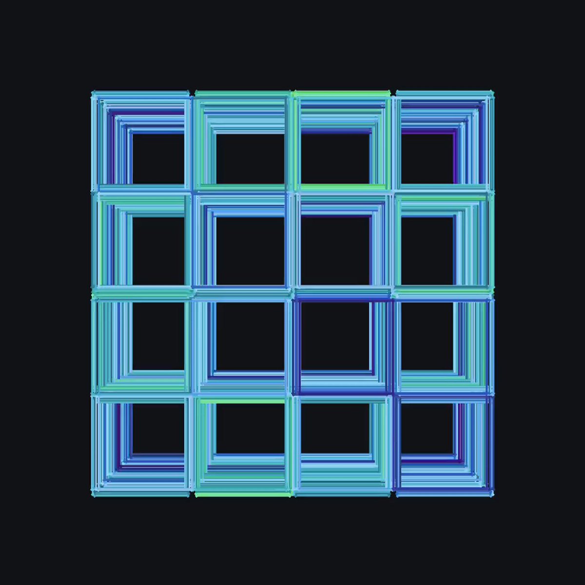 The image features a square grid of blue squares, with each square having a unique color that creates an abstract pattern when viewed from different angles or distances. The squares are arranged in a way that they appear to be floating or floating through space, giving the impression of a 3D effect. The post "failure to frame mint ↓" is related to this image as it suggests that there might be some issues with framing the photo properly, possibly due to the positioning of the objects within the frame or the camera settings used to capture the image.