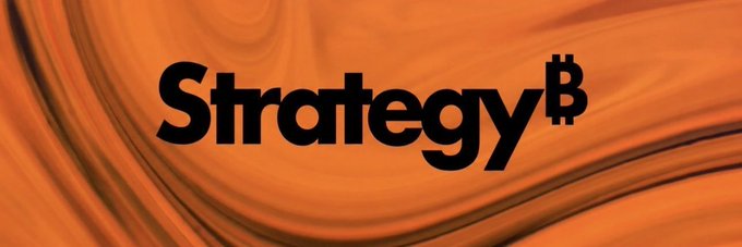 A graphic with an orange swirled background displaying the word 'Strategy' with a stylized 'B' logo.