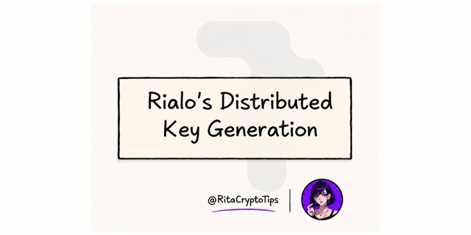 A graphic titled 'Rialo's Distributed Key Generation' branded by @RitaCryptoTips, with an anime-style avatar in the bottom right corner.