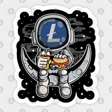 An astronaut with a "L" logo on its helmet helmet floats in space holding a cheeseburger, set against a starry black background. The character is styled as a cute sticker with a bold black and white outline.