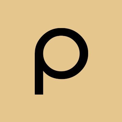 A bold lowercase letter "p" in black is centered on a tan/beige background, which appears to be the logo for @pauv_inc, the decentralized social media protocol referenced in the post about returning value to creators.