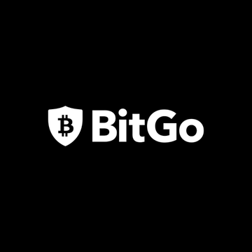 BitGo logo displayed in white on a black background, featuring a shield icon with a Bitcoin symbol.