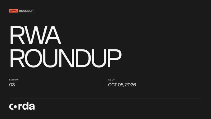 Black cover page titled 'RWA ROUNDUP', Edition 03, as of Oct 05, 2026, by 'c·rda'.