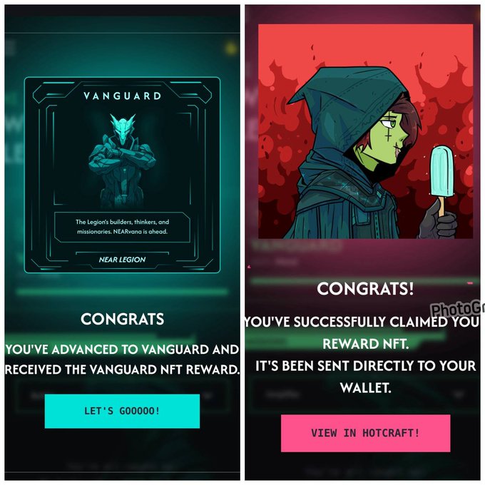 The image is a split screen showcasing two posts with different content related to Vargard. On the left side of the screen, there's a small post about Vargard that includes an illustration of Vargard holding a sword and shield. The text on this post reads "Vargard," "the most powerful being," and "the largest community in it." 

On the right side of the screen, there's another post with a picture featuring a person dressed up as a character from a video game called "Vargard". The image is accompanied by the text that says "Congratulations! You've advanced to Vargard and received a reward."