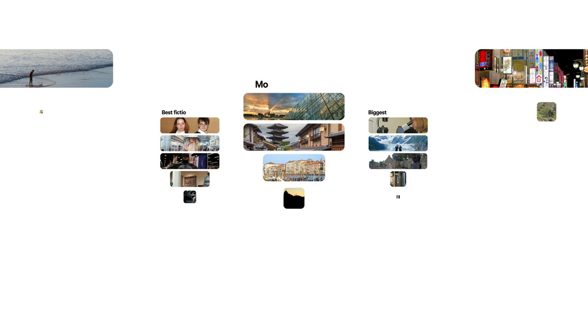 The image features a white wall with various images of buildings, including one that looks like a pyramid-shaped structure. The text "Mo" appears multiple times throughout the image, possibly indicating different sections or categories related to the content displayed on the wall. The image also includes a caption that reads "Thoughts on this? Would love if you could check it out." This suggests that there might be more information or details about the images in the post that are not immediately visible from the image itself.