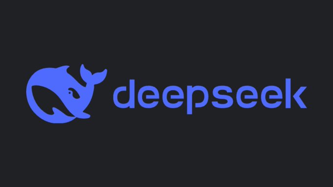 The blue logo of "deepseek", a Chinese AI company, featuring a stylized whale design next to the brand name on a dark gray background.