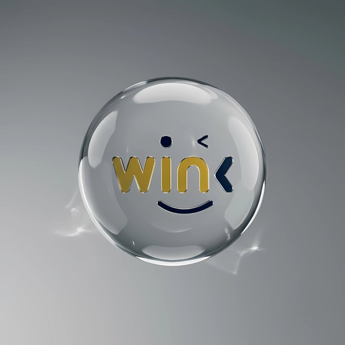 A glossy silver sphere features a playful face with the text "wink" in gold and dark blue lettering, winking with a curved smile. The image serves as a visual mascot for @winklink_Oracle, a project referenced in the post about clear data ownership and responsibility in data infrastructure systems.