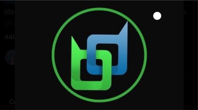 A green circular logo featuring an interconnected blue and green geometric design on a dark background.