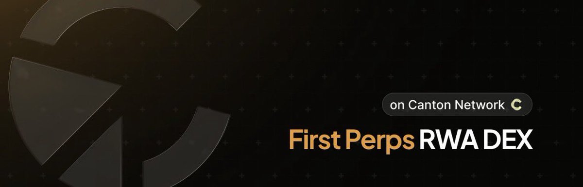 The image features a sleek dark banner with bold text reading "First Perps RWA DEX" in orange and white, alongside a smaller badge stating "on Canton Network" — promoting Canborsa's positioning as a perpetual futures DEX for real-world assets, which provides context for the trading competition mentioned in the post.