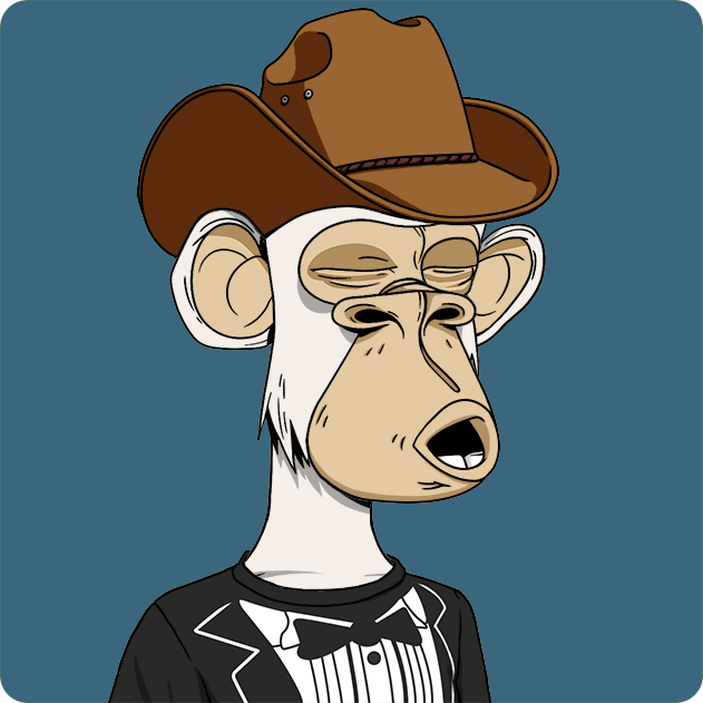 The image features a cartoon monkey wearing a hat, a tuxedo, and a bow tie. The monkey appears to be dressed up for an event or occasion. The caption of the image reads "Ape #3177 Bought for 8.699 ETH 0x2946...a20b ... Return to Monke: opensea.io/collection/bor ... bored ape yacht club". This suggests that the monkey is being sold as a collectible item, possibly due to its unique appearance and attire.