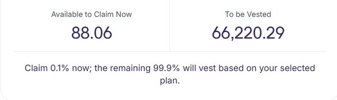 urns claim calculator displays available to claim now, 86.06% remaining claim will be settled on selected plan.