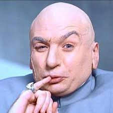 The image shows Dr. Evil from the Austin Powers film franchise, striking his iconic pose with his pinky finger pressed to his lips. The meme's context—a tweet hyping $OFFICIAL Solana token with "the king"—pokes fun at over-the-top crypto hype, with Dr. Evil's exaggerated self-important expression perfectly capturing the grandiose tone of calling a memecoin "the king."