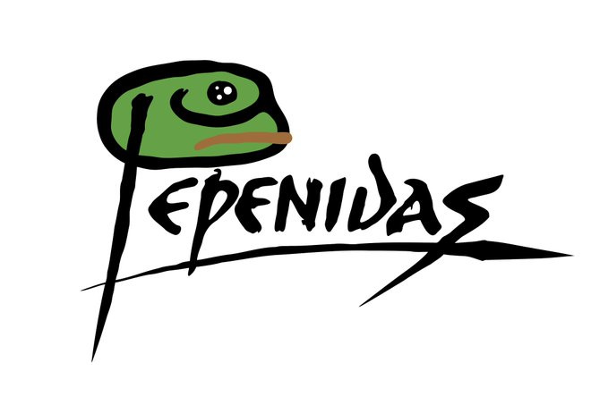The image features a logo for a company named "Pepeñínas". The logo consists of a green frog with a sad expression sitting on top of a white background. The text "Pepeñínas" is written below the frog, but in an unconventional font that makes it difficult to read. The overall design and choice of font suggest that this might be a joke or a humorous take on the company's name.
