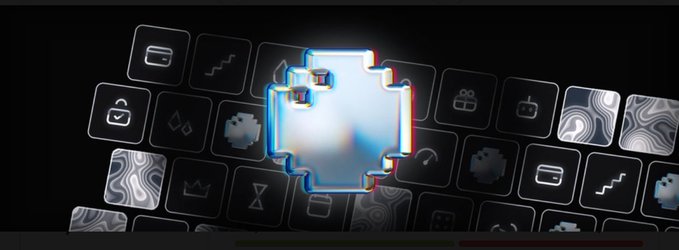 A glitch-effect image of a Solana logo (a glowing square with the "SOL" cube emblem) hovering over a backdrop of cryptocurrency-themed icons including wallets, gift boxes, and crowns, visually representing the rapid emergence and trading activity of the $SPEC token mentioned in the post.