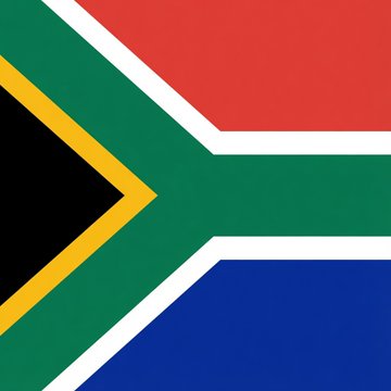 The image shows the flag of South Africa, with its distinctive green Y-shape bordered in white and yellow, alongside black, red, and blue panels, directly illustrating the country's reference in the news about the National Treasury and Reserve Bank's draft crypto regulations.