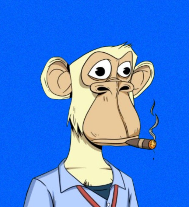 A cartoon monkey smoking a cigar against a blue background, conveying a confident, "boss-like" attitude often associated with bullish market sentiment, visually echoing the optimistic post about Quant AI's ecosystem.