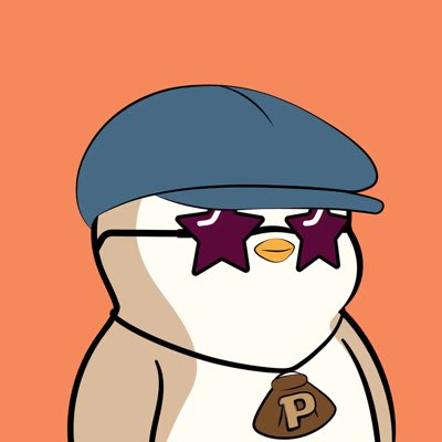 The image features a cartoon penguin wearing sunglasses, a blue hat, and a brown pendant around its neck. The penguin appears to be a member of a Penguin fan club or has just joined the group. The post about the penguin's new status is titled "Just became a Penguin member Such a cute penguin @pudgypenguins @Berko_Crypto". This post highlights the unique and adorable nature of the cartoon penguin, drawing attention to its fashionable accessories and the sense of community it represents within the fan club.