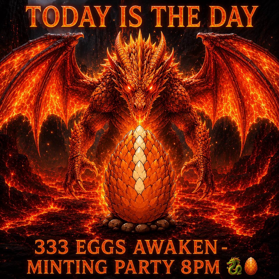 "TODAY IS THE DAY! The vault opens. 333 Dragon Eggs. Unlimited possibilities. The Great Awakening is here. Join us LIVE at 8PM on KSTO Spaces! #HOV #DragonEggs #TheAwakening #KSTO #KeepSnipping #WE".