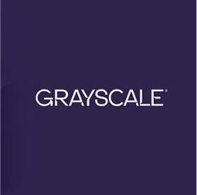 The image displays the Grayscale logo in white text on a purple background, relating to the post as Grayscale is the digital asset management firm commenting on the Clarity Act delay and asserting that XRP already has full regulatory clarity independent of the legislation.