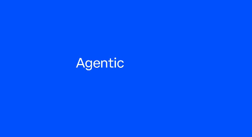 A blue rectangular graphic displays the word "Agentic" in white text centered on the background.