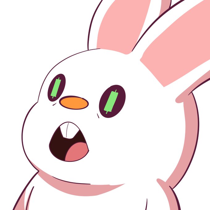 A cartoon white bunny with green dollar sign eyes and an open mouth appears shocked or excited, reflecting the "leap of faith" theme mentioned in the post about the $BUNI token army.