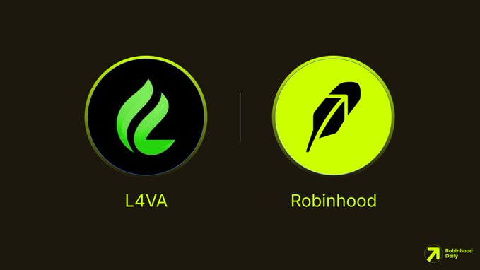 A graphic comparing two financial companies, featuring the logos for L4VA (left) and Robinhood (right) on a dark background, with a Robinhood Daily watermark in the corner.