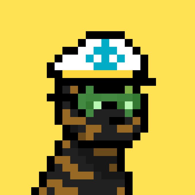 The image features a cartoon cat wearing a hat with a blue cross, sunglasses, and goggles. It appears to be a digital art piece or a pixel art style drawing. The caption below the image reads "The best collection on $DOGE Am I wrong". This suggests that the image is related to a discussion about the artist's work or a specific post on social media where this particular artwork has been shared.