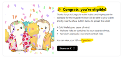 A promotional graphic congratulating viewers for being eligible, featuring colorful baby items and text inviting them to claim a free gift pack valued at over $599.