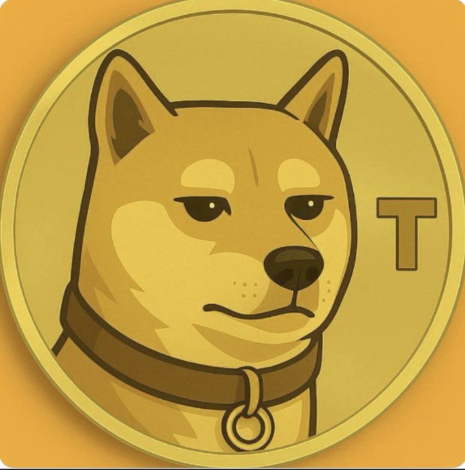 A digital illustration of a Shiba Inu dog on a gold coin with the letter 'T', referencing the cryptocurrency token.