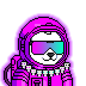 A pixel art style illustration of a character wearing a pink hooded outfit, futuristic VR-style reflective sunglasses, and a beaded necklace.