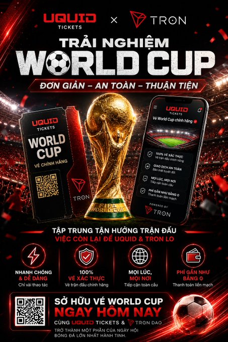 The poster features an advertisement for a World Cup event, showcasing different types of merchandise including a large trophy, a smartphone, tickets, and a soccer ball.