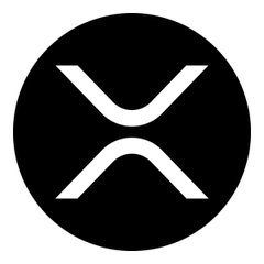 The image shows the XRP logo—a white "X" symbol inside a black circle—representing the XRP cryptocurrency, which is the focus of the post's comparison between XRP and XLM for long-term investment.