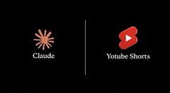 A black image showing the logos for "Claude" and "Youtube Shorts" side by side, separated by a vertical white line.