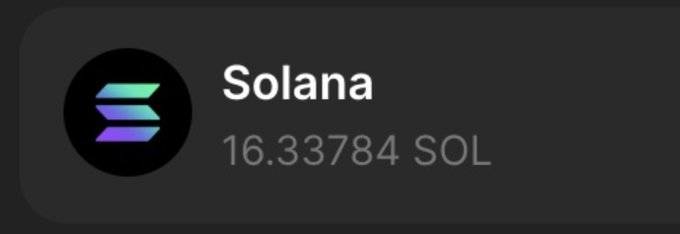 Solana cryptocurrency logo and balance display showing 16.33784 SOL.