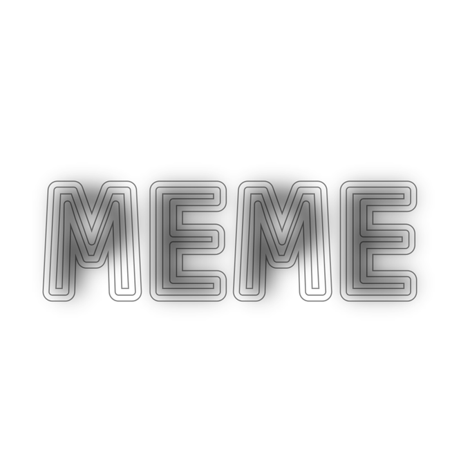 The image displays the text "MEME" in a stylized, metallic, outlined font on a white background. This relates to the accompanying post about #PEPE and the pepecoineth community, reinforcing the meme coin theme central to the post.
