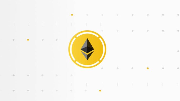 A stylized Ethereum (ETH) logo in a yellow circle is displayed against a white background with a grid pattern of small diamonds, symbolizing the ETH withdrawals mentioned in Binance's October Proof of Reserves report showing a 4.61% decrease in user ETH holdings.