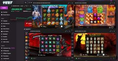 A thumbnail from the YouTube channel YoBet shows four colorful online slot machine games being played simultaneously on screen.