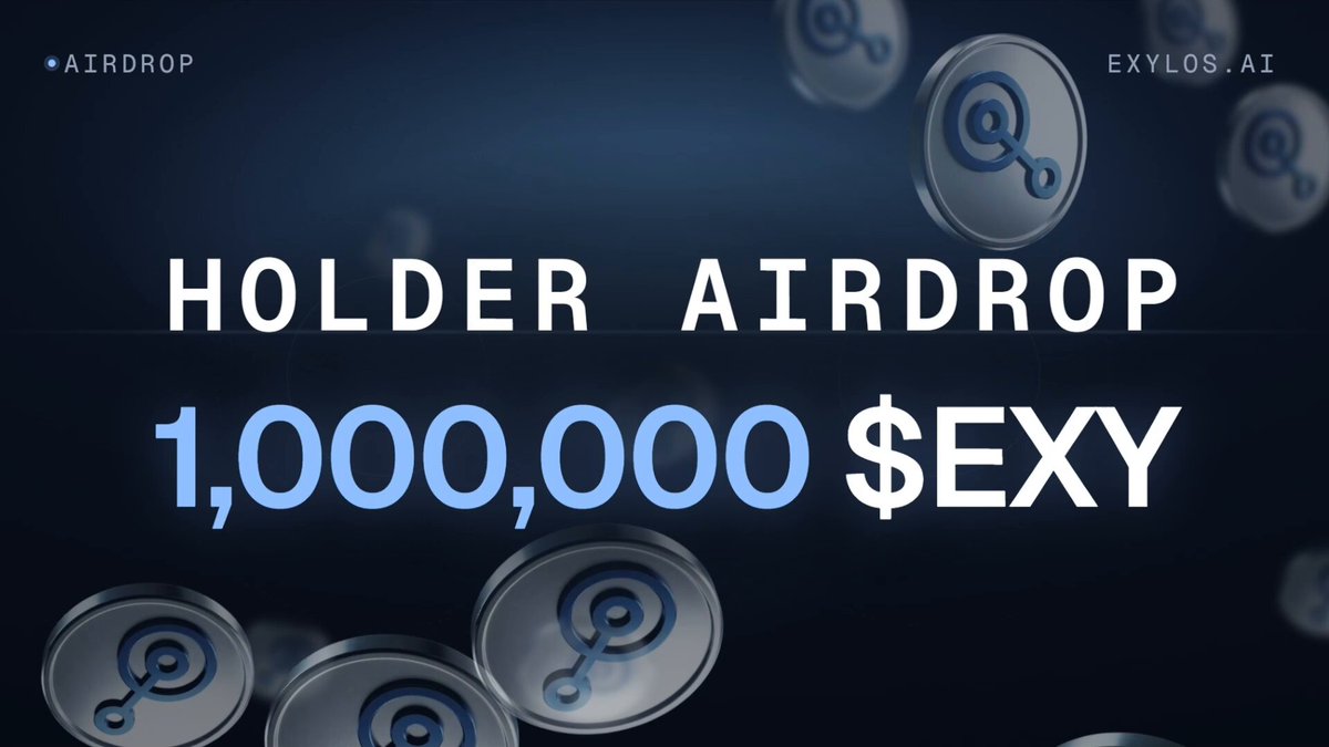 The image features a promotional banner for an Airdrop currency with a blue background and white text. The title of the banner is "Holder Airdrop", which indicates that this is a currency holder for an Air Drop cryptocurrency, specifically one that holds 1,000,000 $EXY. The other part of the banner highlights the fact that holders of the Holder Airdrop can also earn from both pools if they are already virtual wallets. This suggests that there might be some sort of reward system or partnership between early-on-chain supporters and the Holder Airdrop currency itself.