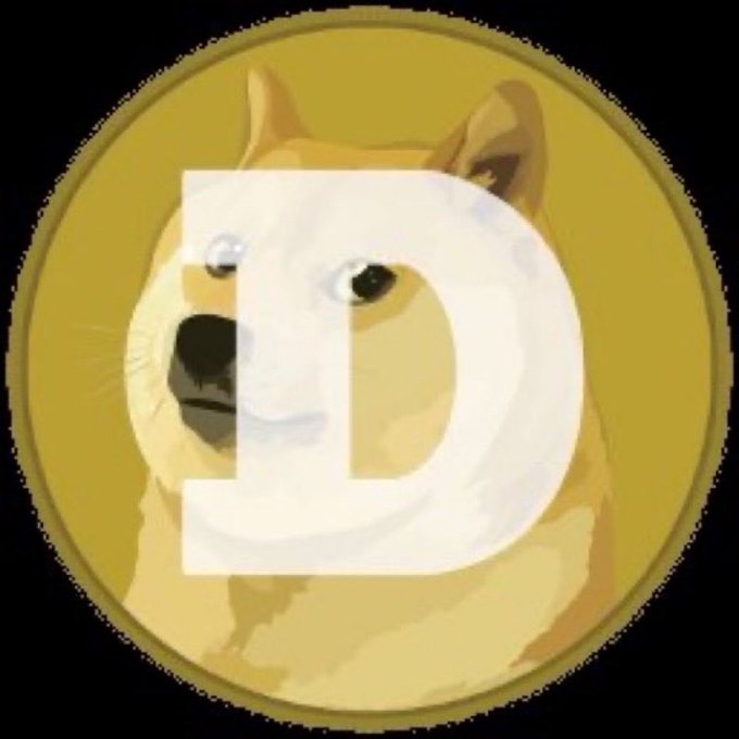 The Dogecoin cryptocurrency logo, featuring the Shiba Inu dog image overlaid with a large white 'D' on a gold-colored coin background.