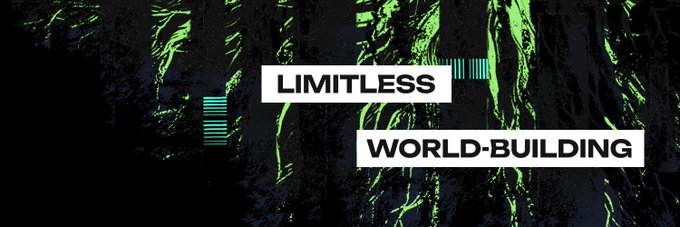 The image features a long rectangular advertisement that reads "Limitless World-Building" written in white letters. Below this text, there's a picture of trees with green leaves, adding visual interest to the poster. The image also contains information about a company called "@CNPYNetwork". Additionally, the poster showcases details of a recent online campaign where they executed over 6,500 trades daily and generated almost 134K+ active users within just 30 days.