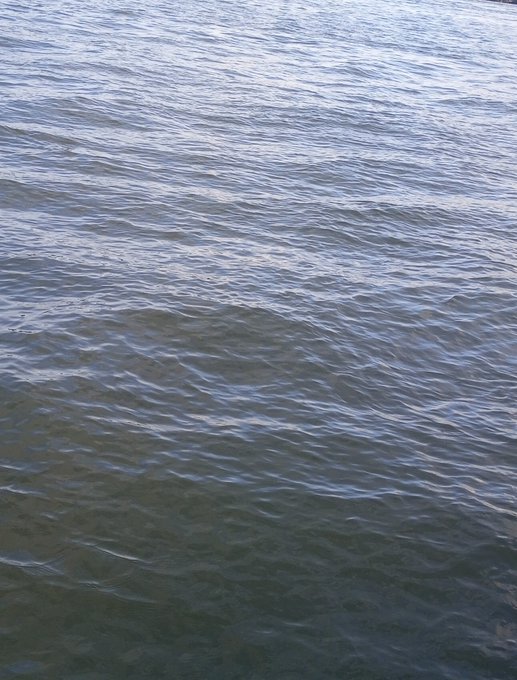 A photograph of rippling blue water, likely a lake or sea, with sunlight reflecting off the surface.