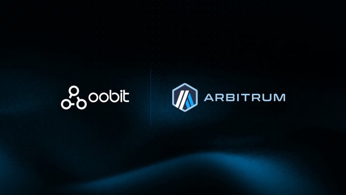 The image features a logo for the cryptocurrency exchange @oobit and the cryptocurrency exchange Arbitrum, both of which are part of the Programmable Finance Only (PFO) ecosystem. The PFO system allows users to spend directly from their onchain balance at 150M+ Visa merchants worldwide. The post highlights how these exchanges can help users access the global economy through programmable finance.